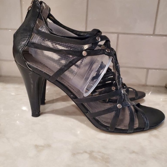 Nine West open toe strappy zip back high heel shoes Sz 7.5 - Picture 2 of 10